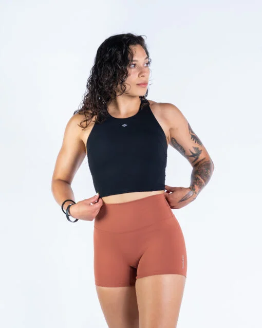 orange short black top women