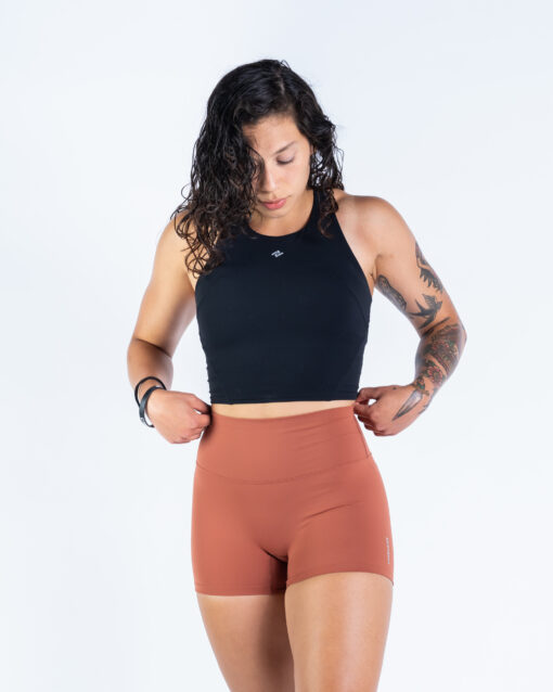 orange short black top women